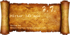 Hirter Tímea névjegykártya